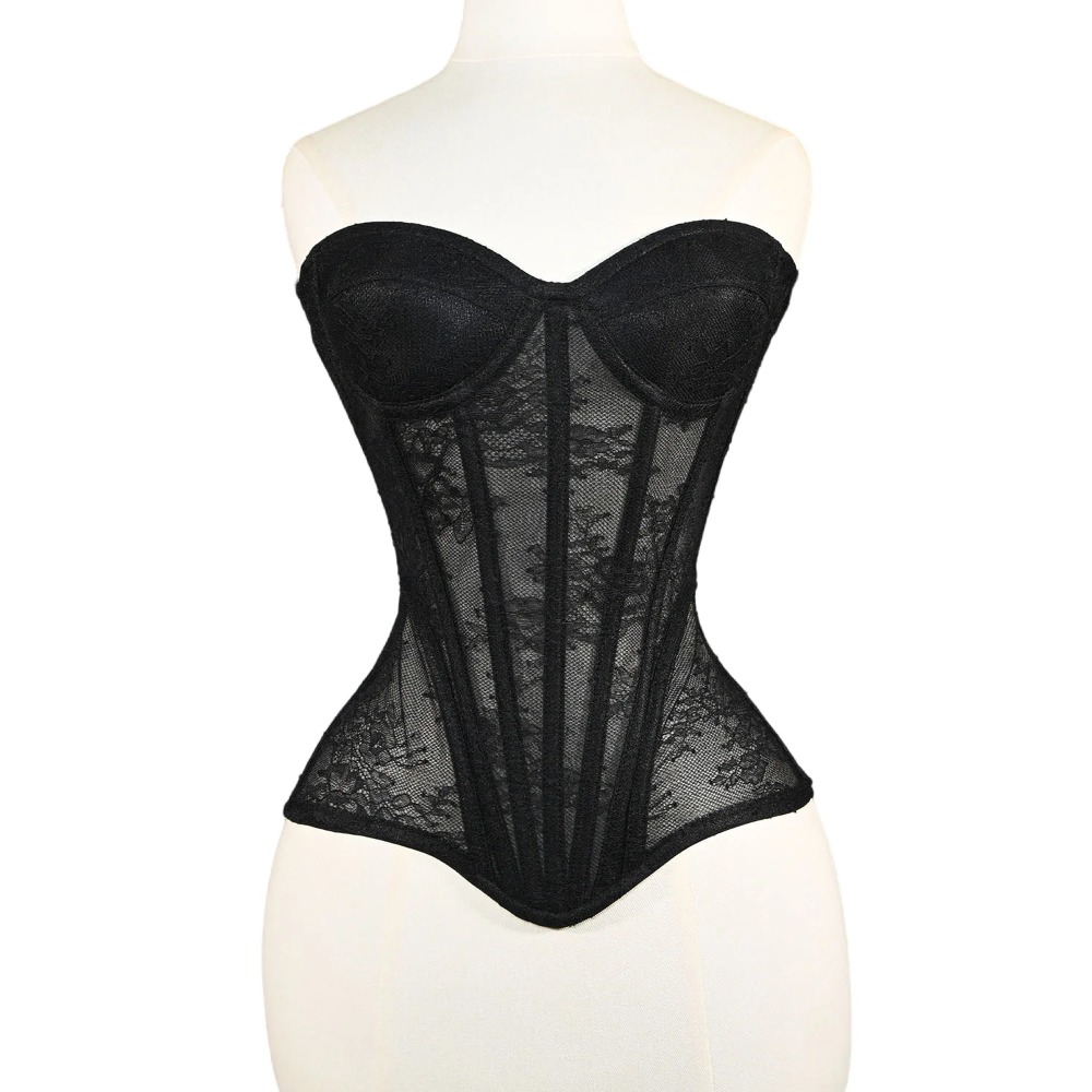 Boning Corset Steel - المرأة شبكة مشد Busiter overالصدر الكؤوس