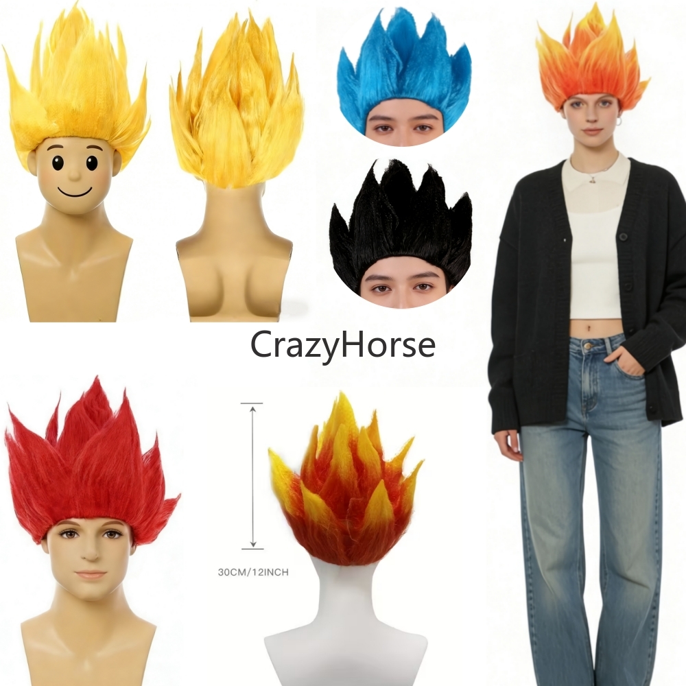 Cosplay Flame Prop - شعر مستعار للرجال البالغين لحفلات الهالوين،