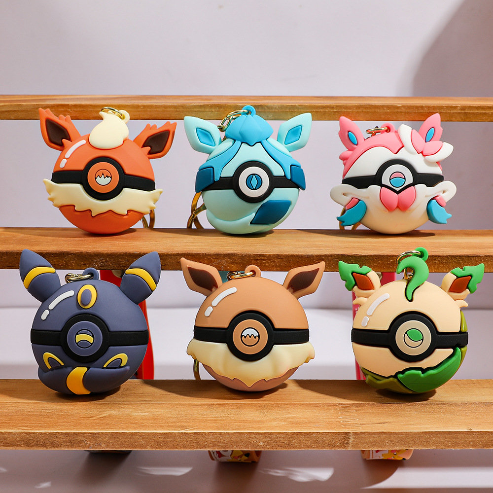 Pokeball Cosplay Prop - 6 قطع سلسلة مفاتيح كرتونية على