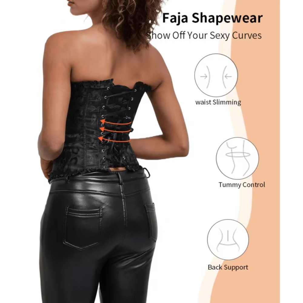 مشد خصر جاكار بسحاب ورباطات، م - مراجعة Boning Corset Steel وسعره