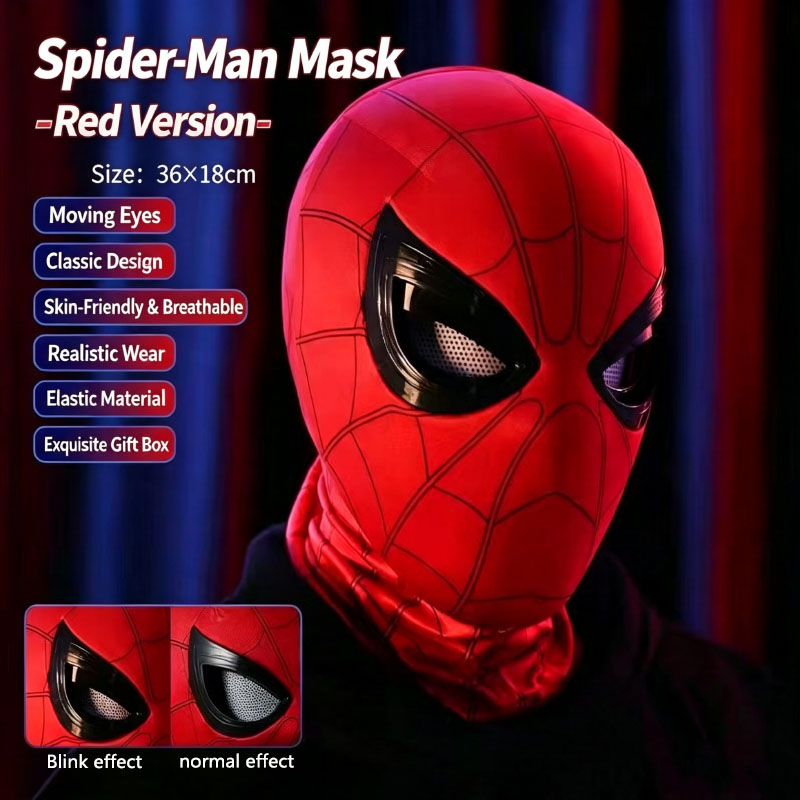 قناع سبايدرمان بعيون متحركة، إ - مراجعة Cosplay Prop Display وسعره